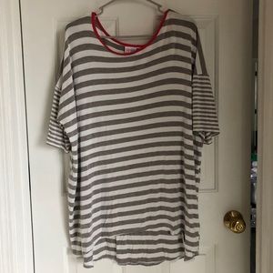 LuLaRoe Irma Grey White Striped Tunic 2XL